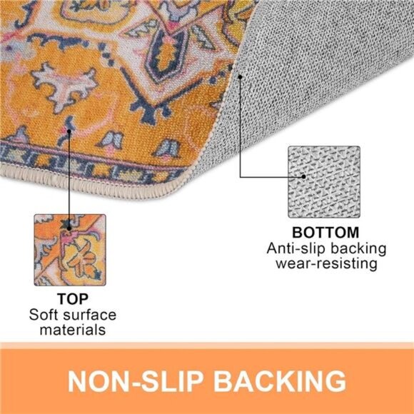 Washable Indoor Door mat, Non Slip Retro Floor Mat 20" x 32" Doormat - Picture 2 of 7